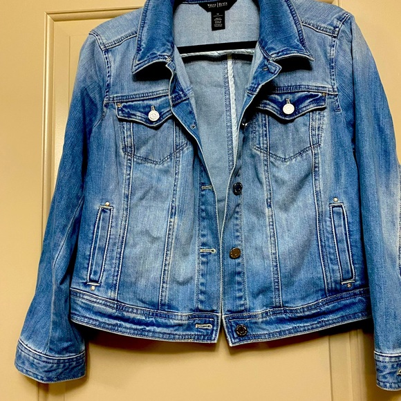 White House Black Market Jean jacket with crystal stud detail - Picture 3 of 3